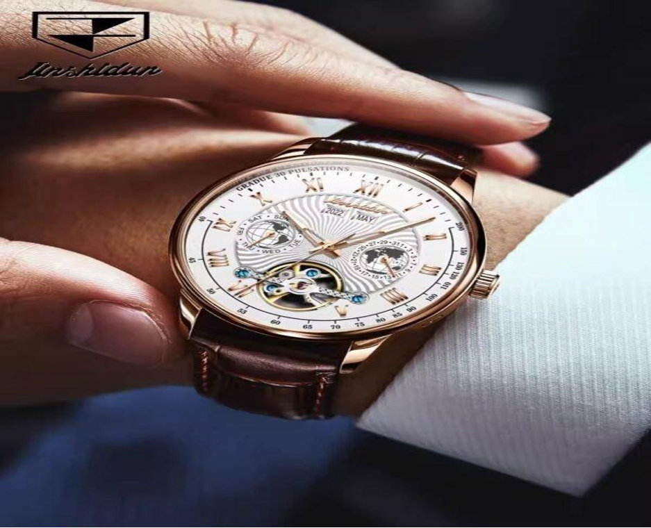 Luxury Skeleton Tourbillon Trendy Leather Men Mechanical Watch&nbsp