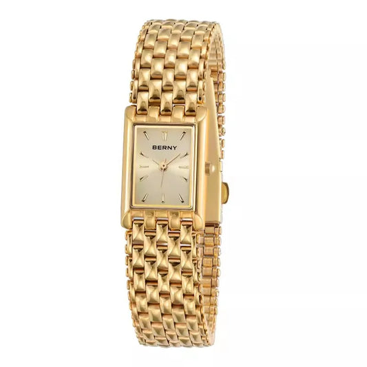 Square Waterproof Classic Fashion Vintage Men Gold Quartz Watch