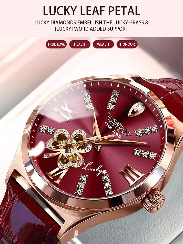 Automatic Mechanical Fashion Genuine Diamond Branded Luxury Women Watches