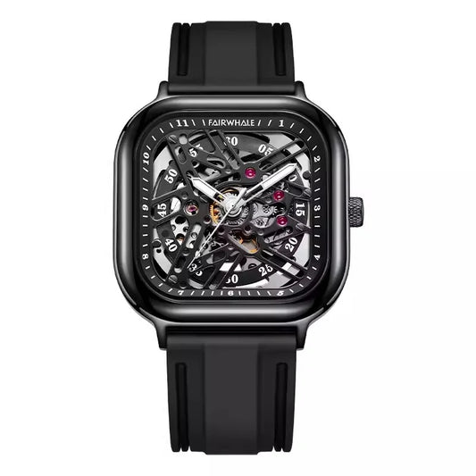 Square Tourbillon Trend Fashion Mechanical Men Automatic Luminous Skeleton Watch