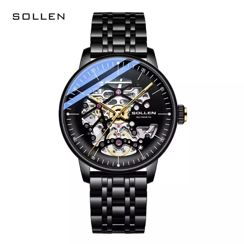 Genuine Skeleton Ultra-thin Swiss Luxury High-end Men Automatic Mechanical Watch