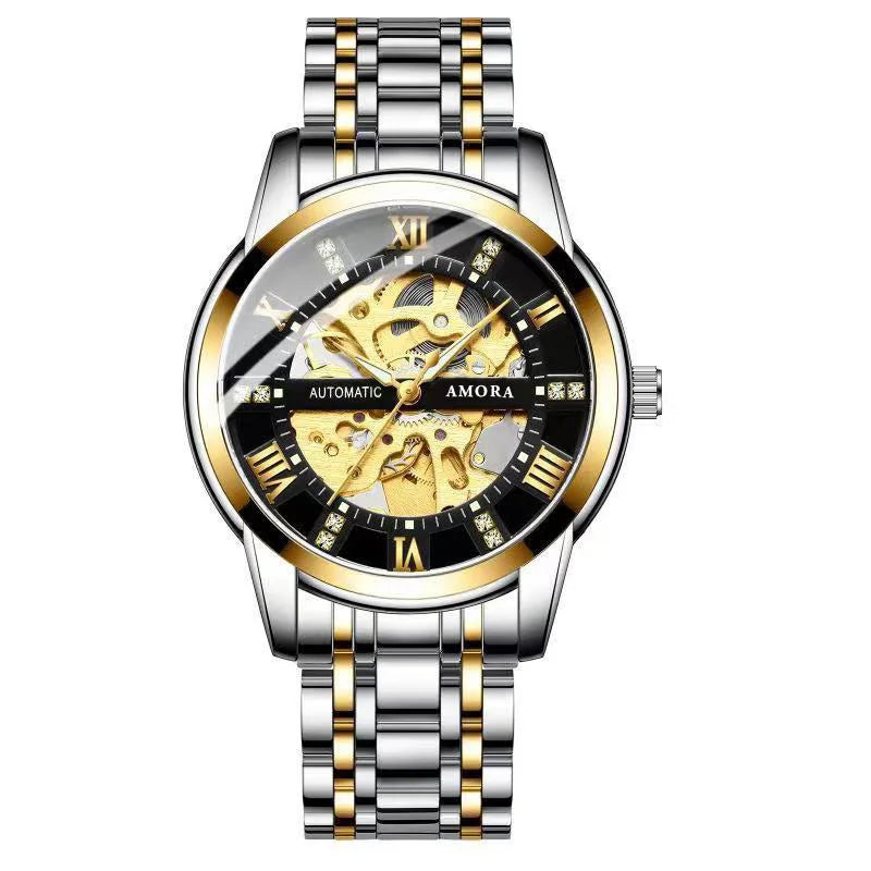 Classic Fashion Automatic Skeleton Gold Mechanical Men Watch