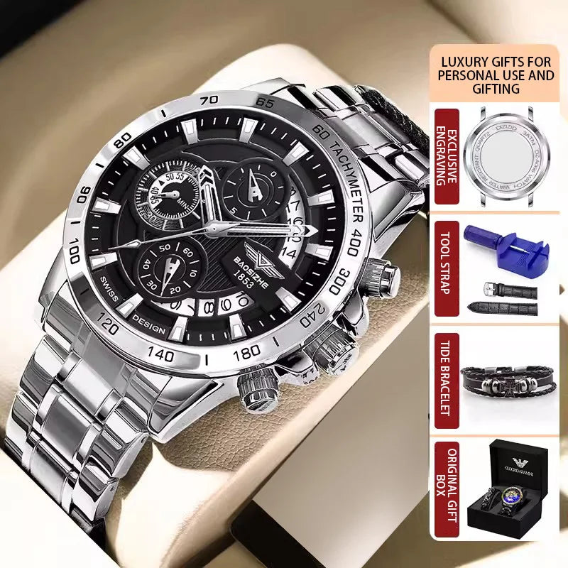 New Steel Band Watch Luminous Automatic Classic Waterproof Student Men Quartz Watch