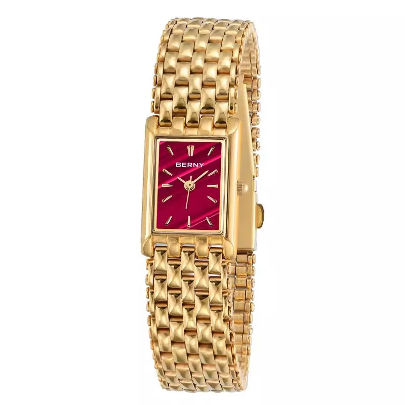 Square Waterproof Classic Fashion Vintage Men Gold Quartz Watch