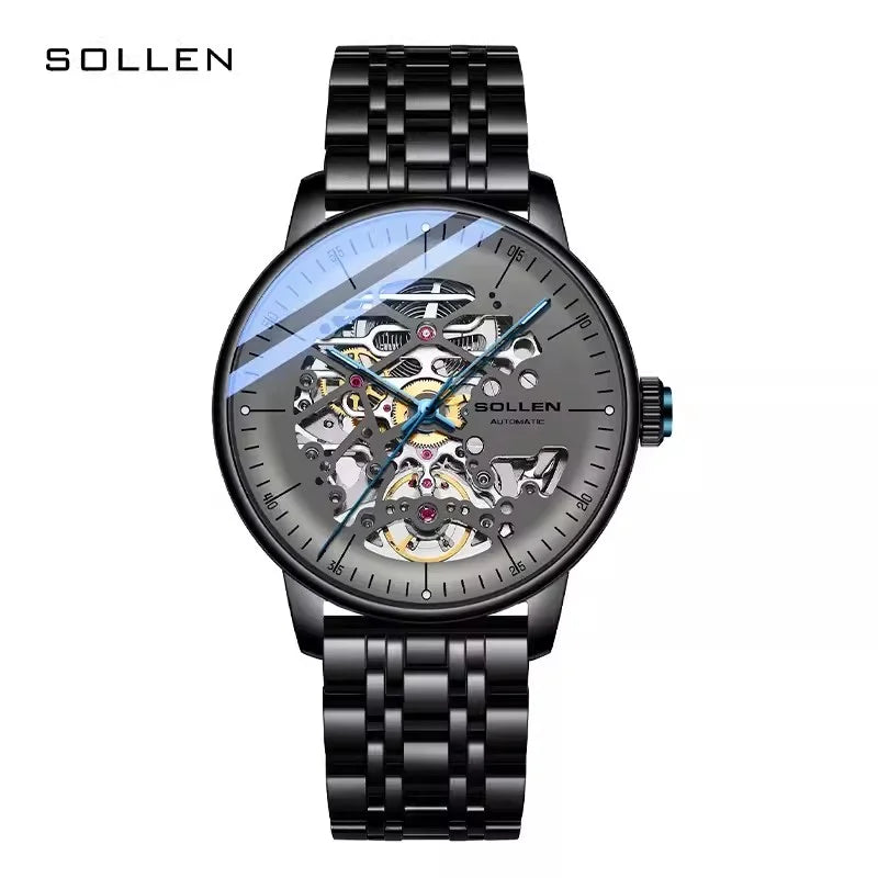 Genuine Skeleton Ultra-thin Swiss Luxury High-end Men Automatic Mechanical Watch