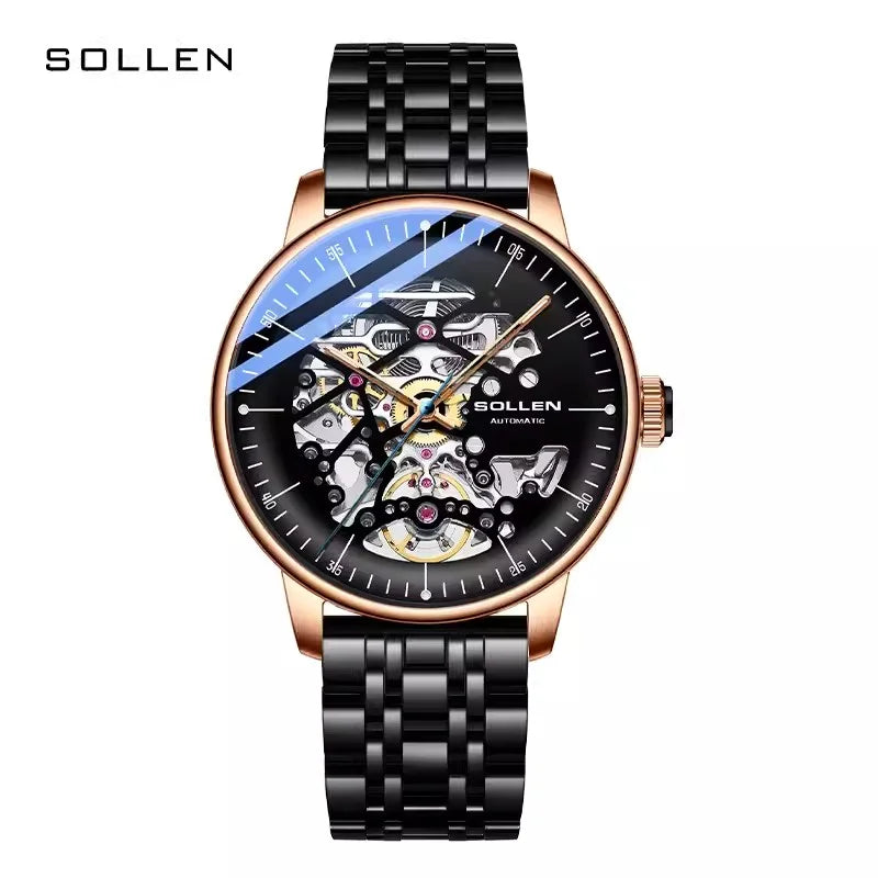 Genuine Skeleton Ultra-thin Swiss Luxury High-end Men Automatic Mechanical Watch