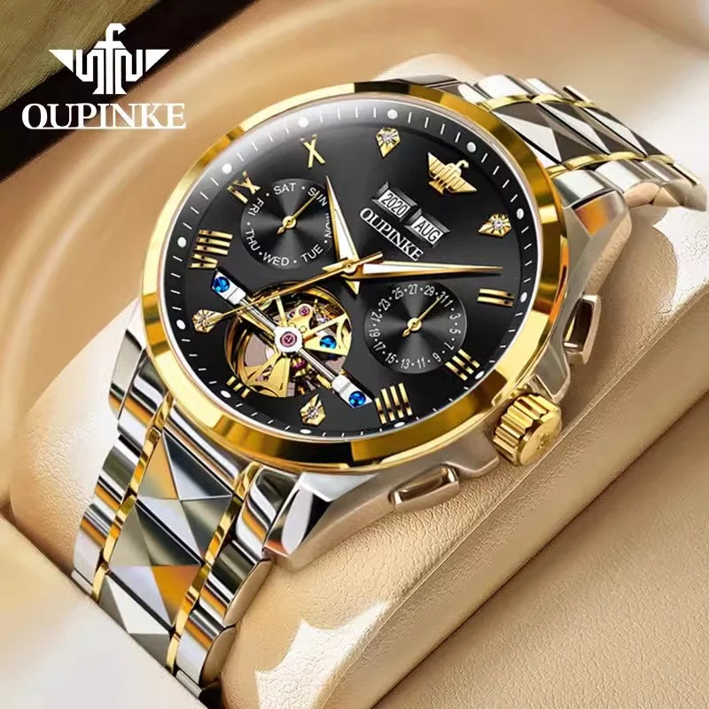 Swiss Automatic Waterproof Luxury Tungsten Steel Business Men Mechanical Watch