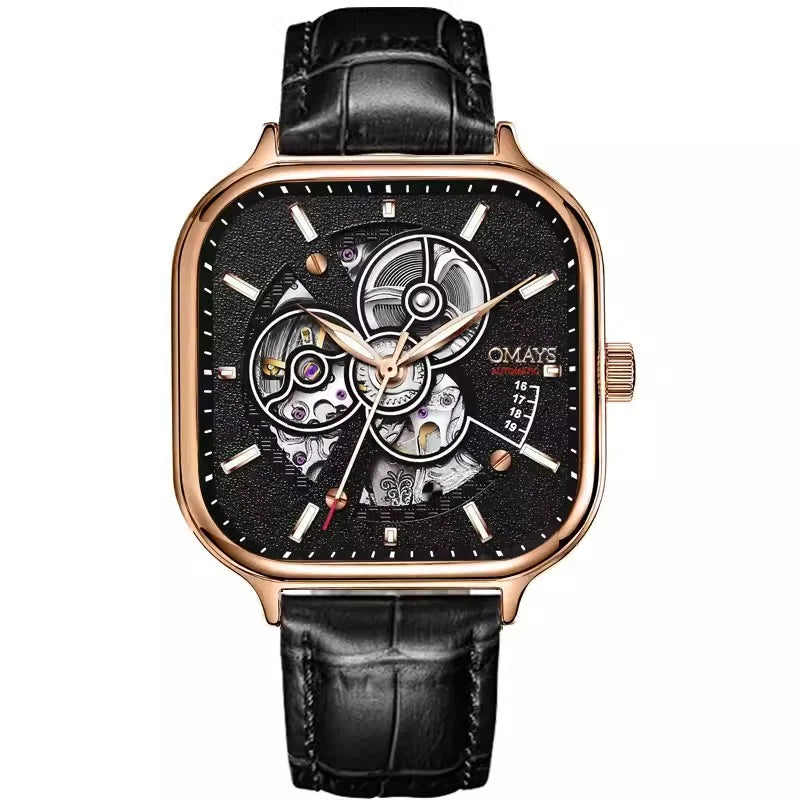 Classic Fashion Skeleton Square Trend Automatic Mechanical Men Watch