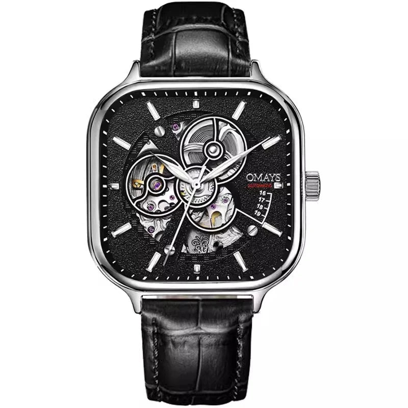 Classic Fashion Skeleton Square Trend Automatic Mechanical Men Watch