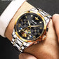 Swiss Branded Luxury Gold Automatic Multifunctional Skeleton Men Mechanical Watch