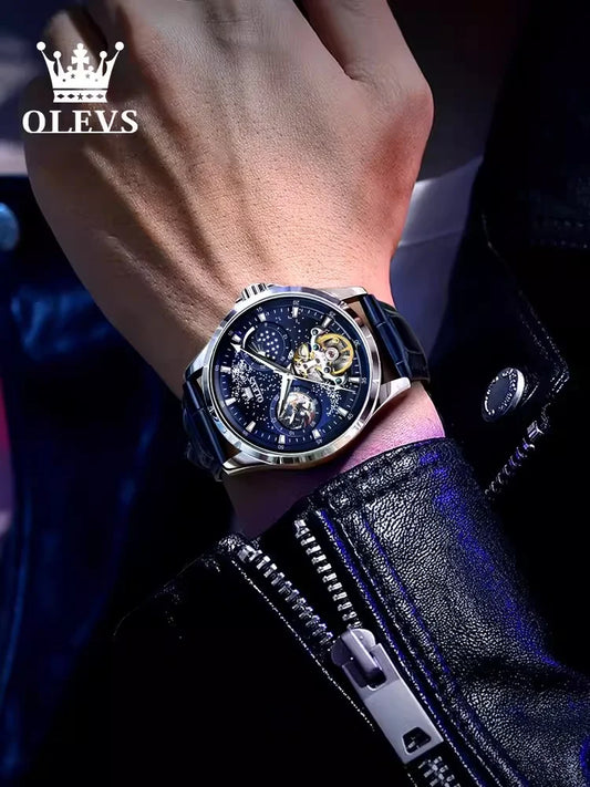 Luxury High-end Automatic Mechanical Skeleton Star Men Watch