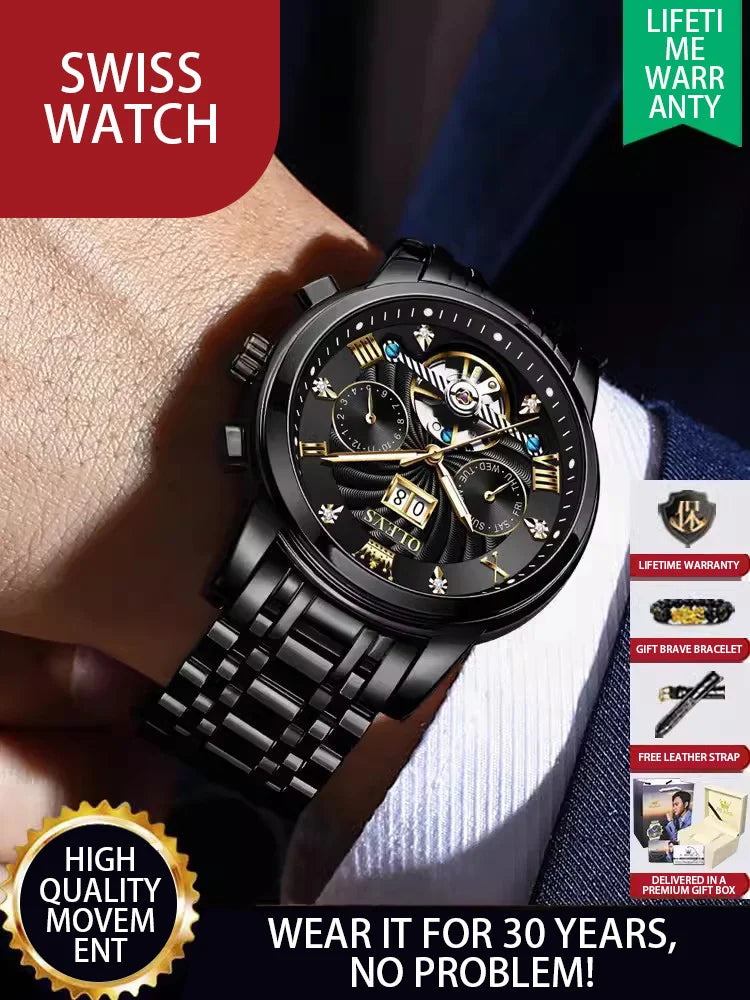 Swiss Genuine Automatic Multifunction Branded Men Mechanical Watch