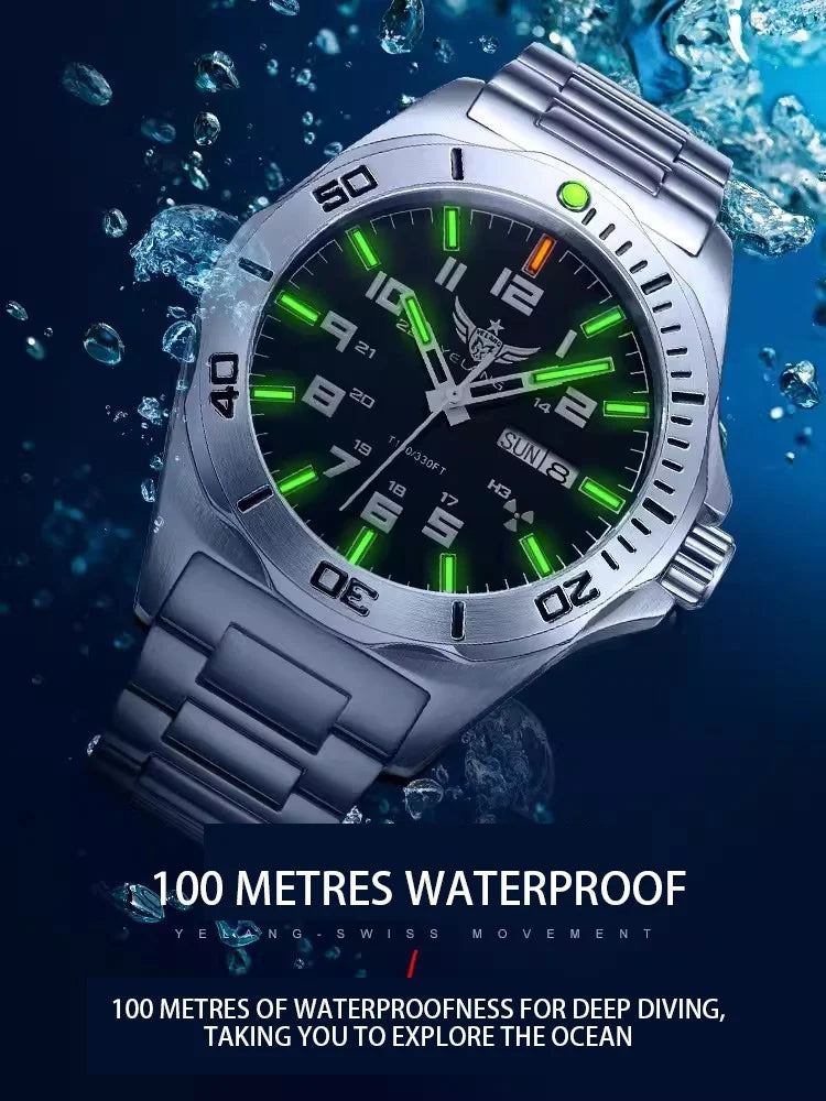 Genuine luxury Swiss Luminous Automatic Mechanical Watch Green Water Men Watch