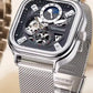 Square Automatic Mechanical Waterproof Tourbillon Skeleton Tide Men Watch