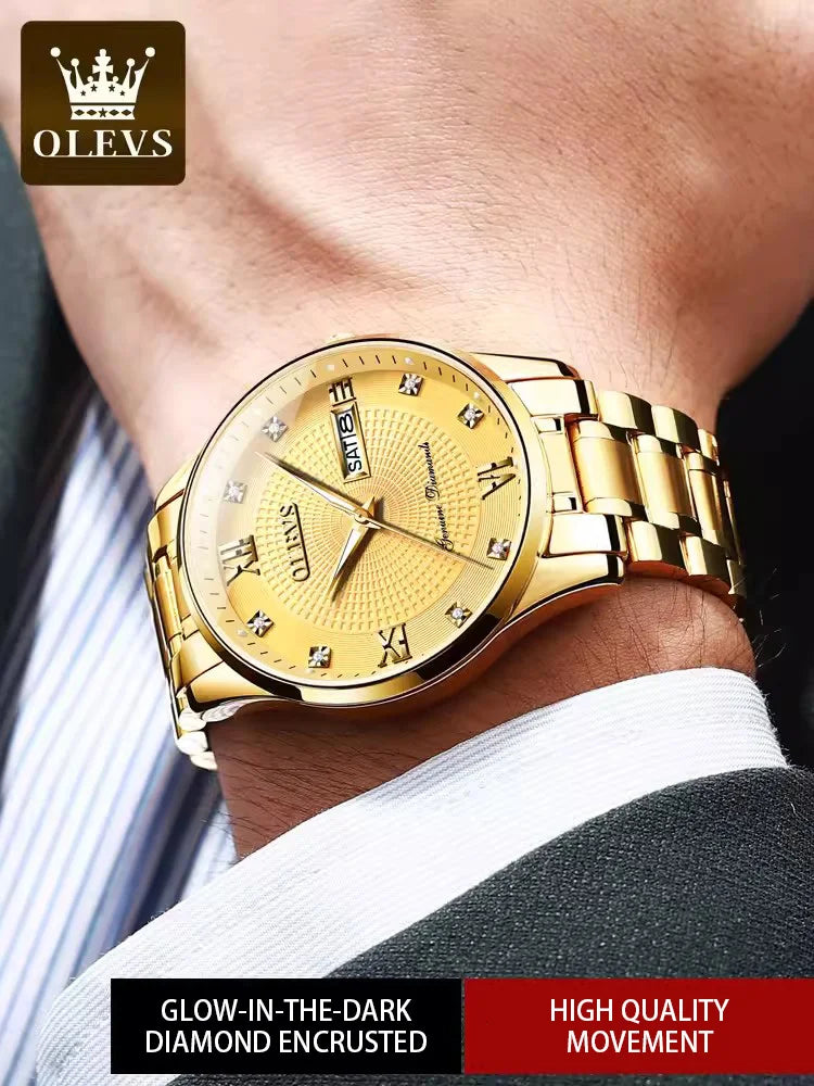 Classic Genuine Swiss 18k Gold Men Machanical Automatic Business Watch