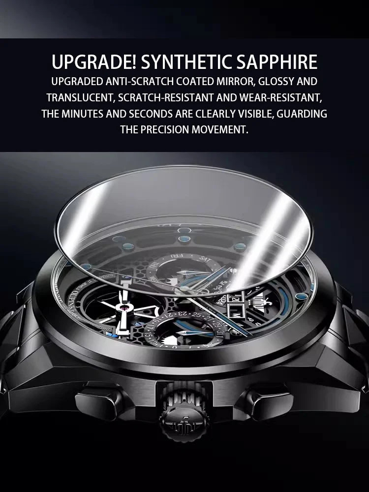 Swiss High-end Luxury Skeleton Watch Wristwatch Automatic Multi-function Men Mechanical Watches