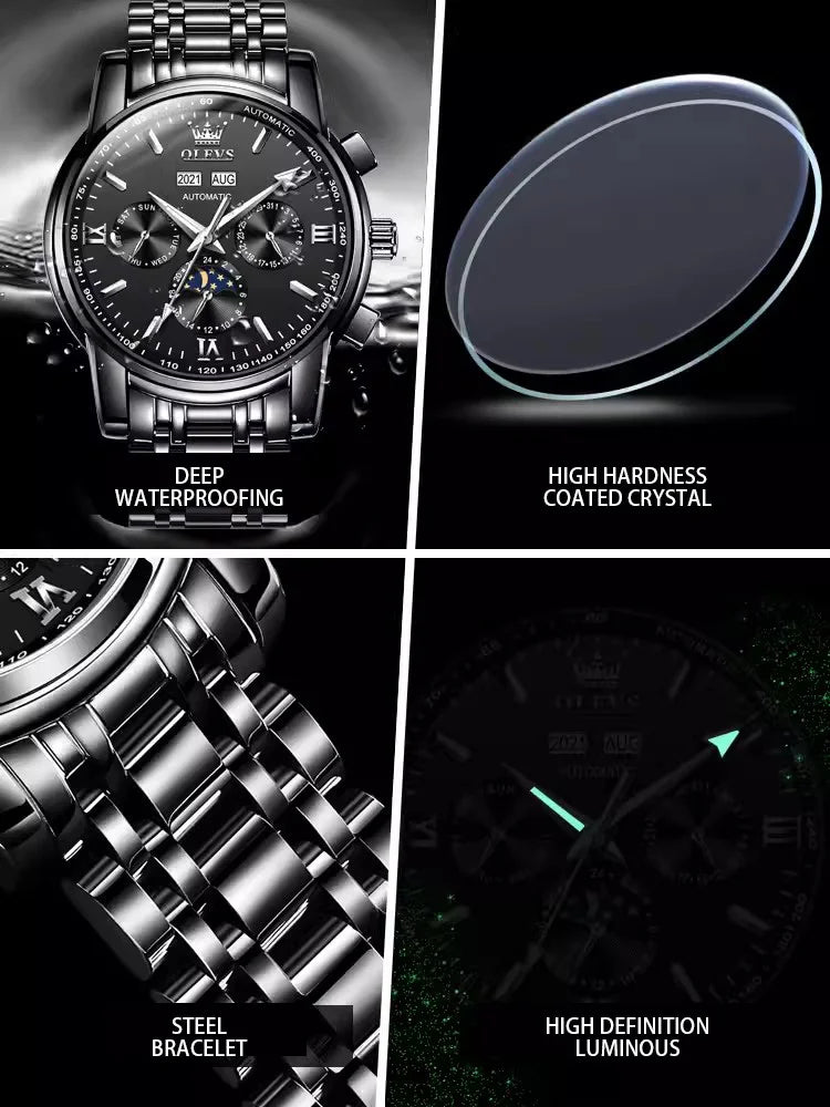 Men Pure Mechanical Watch Automatic Branded High-end Business Waterproof Wrist Watch