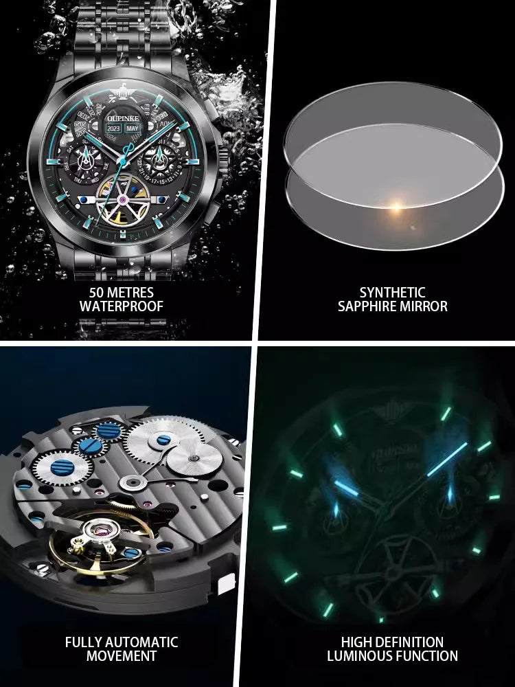 Swiss Branded Waterproof Skeleton High-end Luxury Men Automatic Mechanical Watch