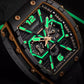 Classic Fashion Skeleton Tonneau Waterproof Watch Men Quartz Watch