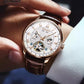 Swiss Brand Luxury Skeleton Tourbillon Trendy Leather Men Mechanical Watch