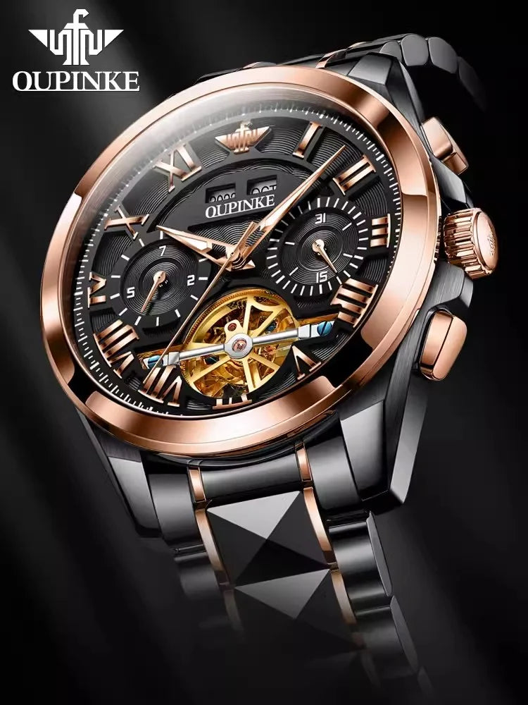 Swiss High-end Luxury Black Diamond Mechanical Watch Automatic Skeleton Watch