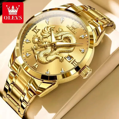 Men's Brand Gold High-end Dragon Watch Waterproof Quartz Watches