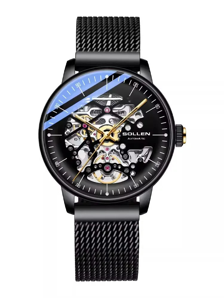 Genuine Skeleton Ultra-thin Swiss Luxury High-end Men Automatic Mechanical Watch