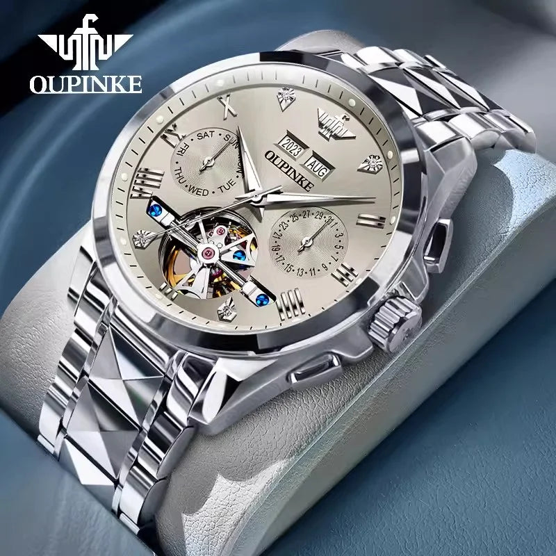 Swiss Automatic Waterproof Luxury Tungsten Steel Business Men Mechanical Watch