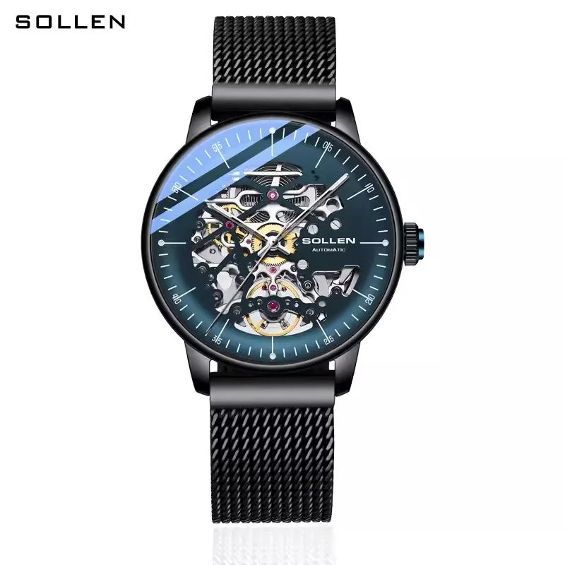 Genuine Skeleton Ultra-thin Swiss Luxury High-end Men Automatic Mechanical Watch