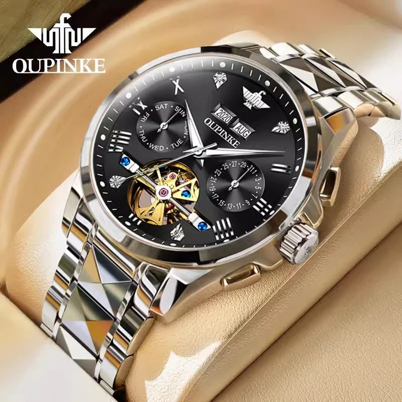 Swiss Automatic Waterproof Luxury Tungsten Steel Business Men Mechanical Watch