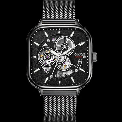 Classic Fashion Skeleton Square Trend Automatic Mechanical Men Watch