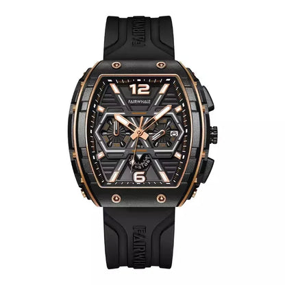 Classic Fashion Skeleton Tonneau Waterproof Watch Men Quartz Watch