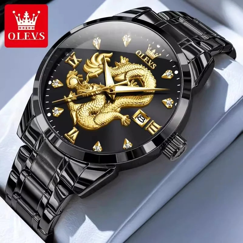 Men's Brand Gold High-end Dragon Watch Waterproof Quartz Watches