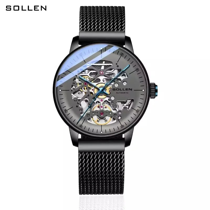 Genuine Skeleton Ultra-thin Swiss Luxury High-end Men Automatic Mechanical Watch