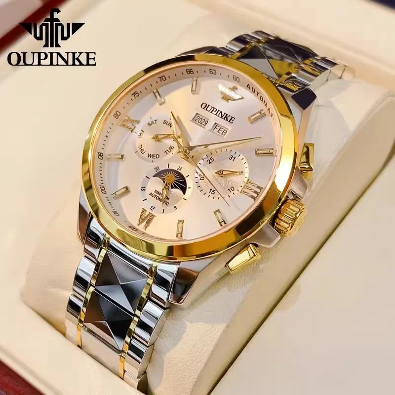 Swiss Certified Branded High-end Luxury Gold Mechanical Men's Watch