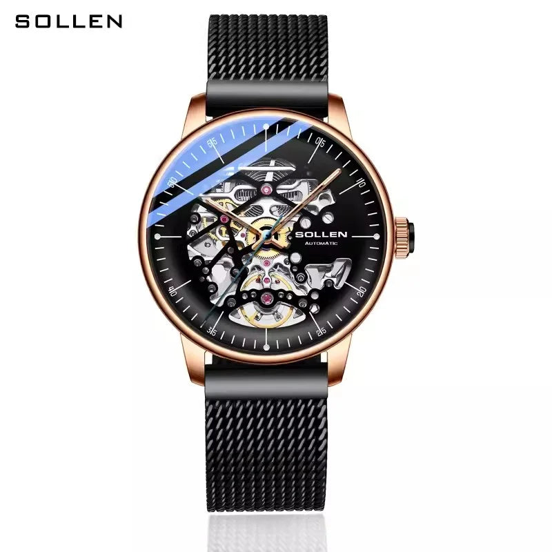 Genuine Skeleton Ultra-thin Swiss Luxury High-end Men Automatic Mechanical Watch