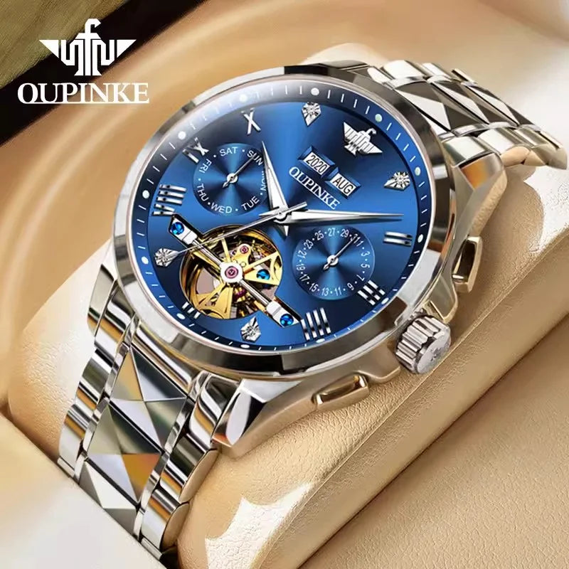 Swiss Automatic Waterproof Luxury Tungsten Steel Business Men Mechanical Watch