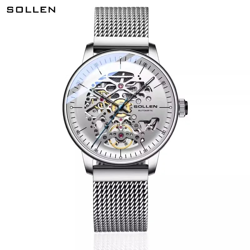 Genuine Skeleton Ultra-thin Swiss Luxury High-end Men Automatic Mechanical Watch