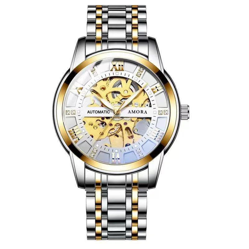 Classic Fashion Automatic Skeleton Gold Mechanical Men Watch