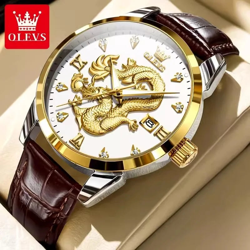 Men's Brand Gold High-end Dragon Watch Waterproof Quartz Watches