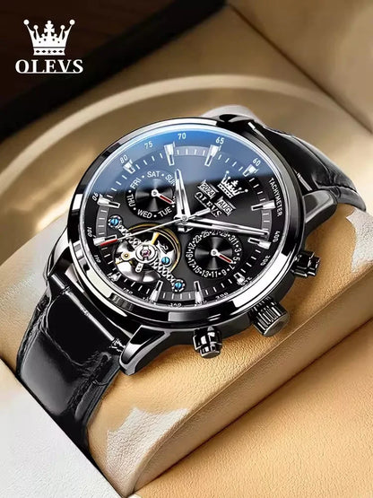 Swiss Genuine Skeleton Automatic Multifunction Fashion Men Mechanical Watch