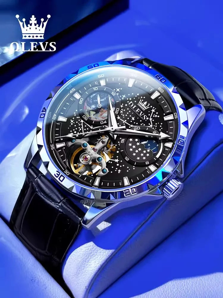 Luxury High-end Automatic Mechanical Skeleton Star Men Watch