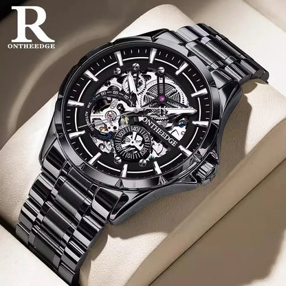 Classic Fashion Swiss Mechanical Automatic Skeleton Men Black Warrior Watch