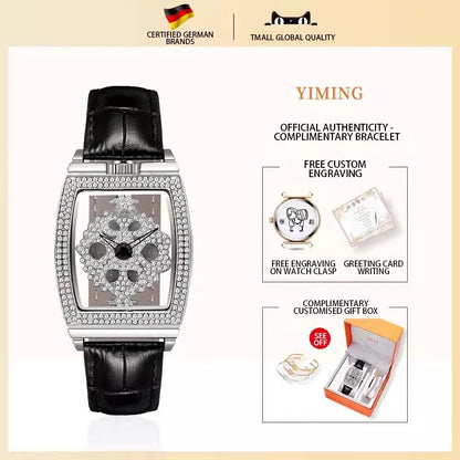 New Light Luxury Niche High-level Full of Diamonds Stars Skeleton Women Watch