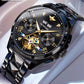 Swiss Branded Luxury Gold Automatic Multifunctional Skeleton Men Mechanical Watch