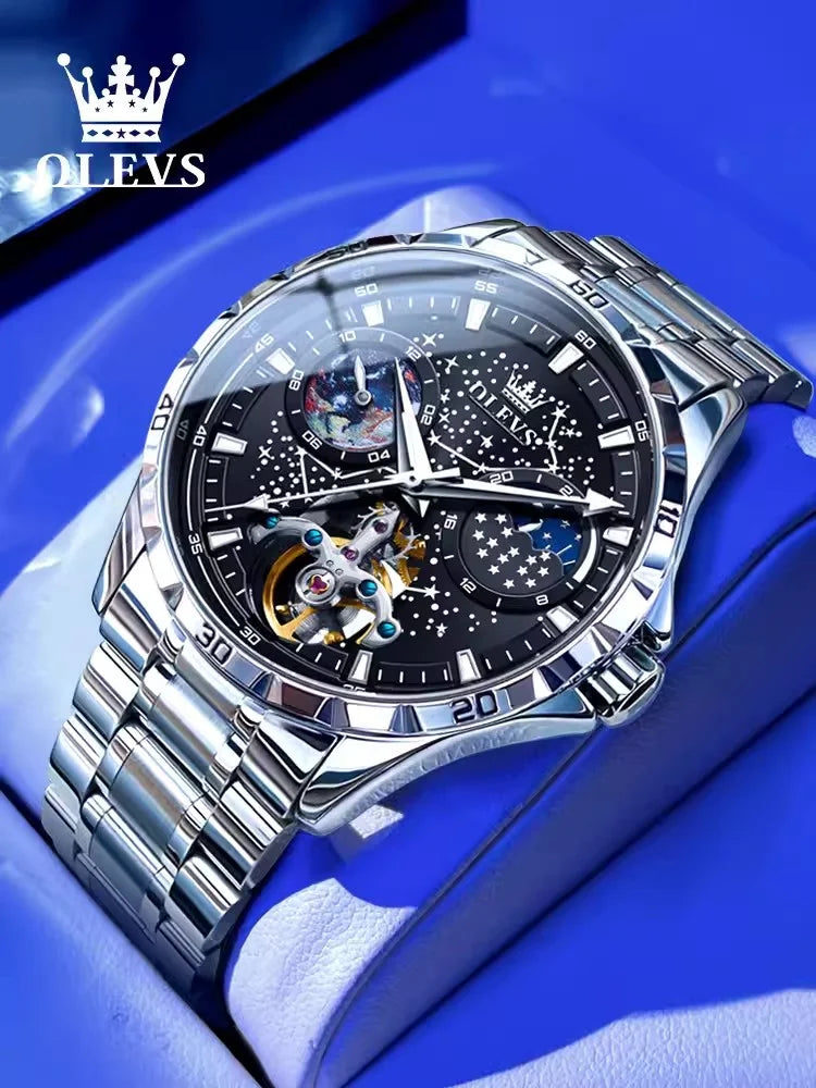 Luxury High-end Automatic Mechanical Skeleton Star Men Watch