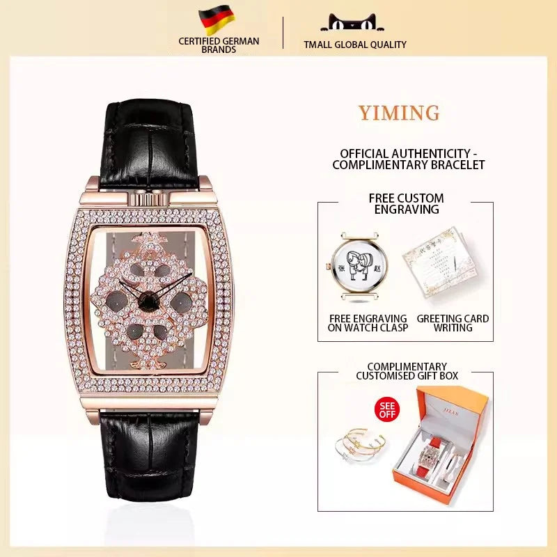 New Light Luxury Niche High-level Full of Diamonds Stars Skeleton Women Watch