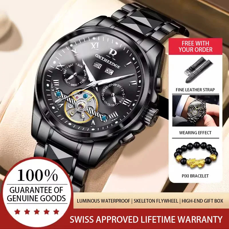 Classic Fashion Mechanical Swiss Automatic Skeleton Branded Men Watches