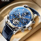 Swiss Genuine Skeleton Automatic Multifunction Fashion Men Mechanical Watch