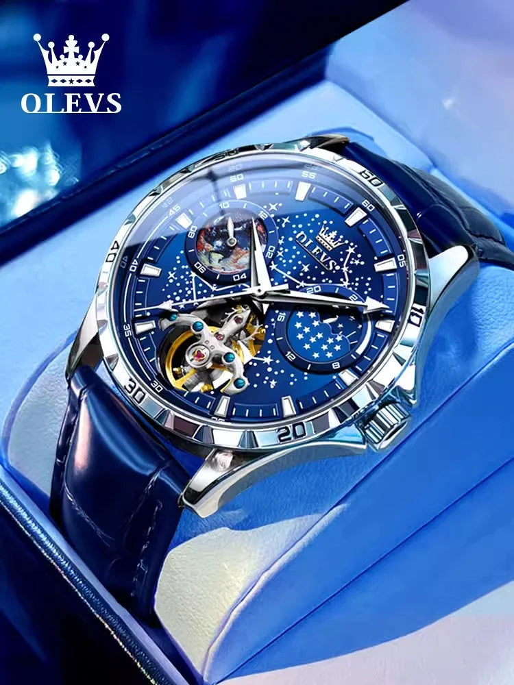 Luxury High-end Automatic Mechanical Skeleton Star Men Watch